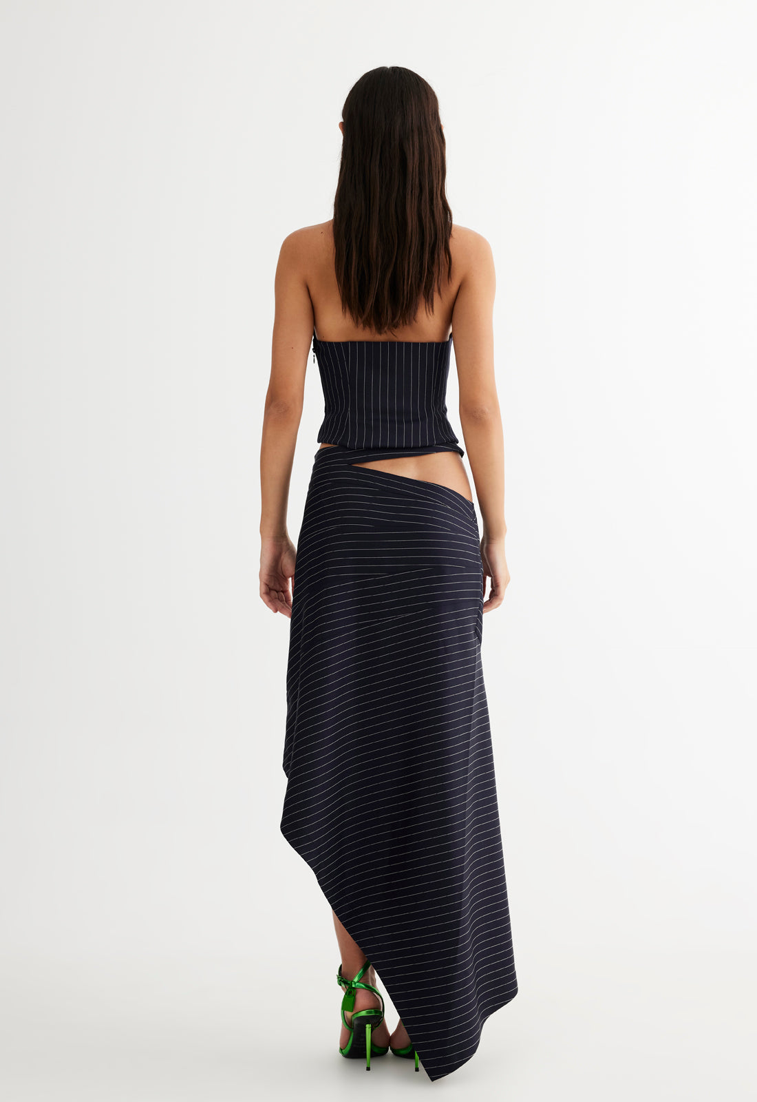 AFTER PARTY HALTER - NAVY PINSTRIPE
