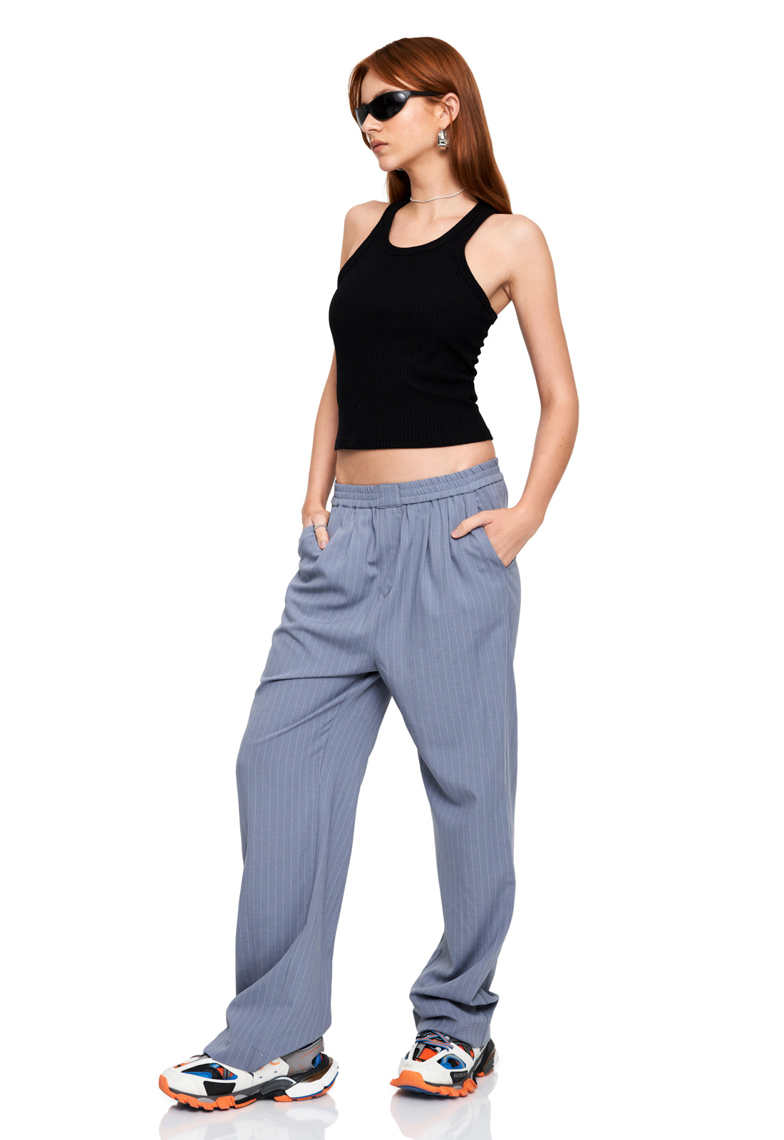 AGYNESS PANT - SLATE PINSTRIPE