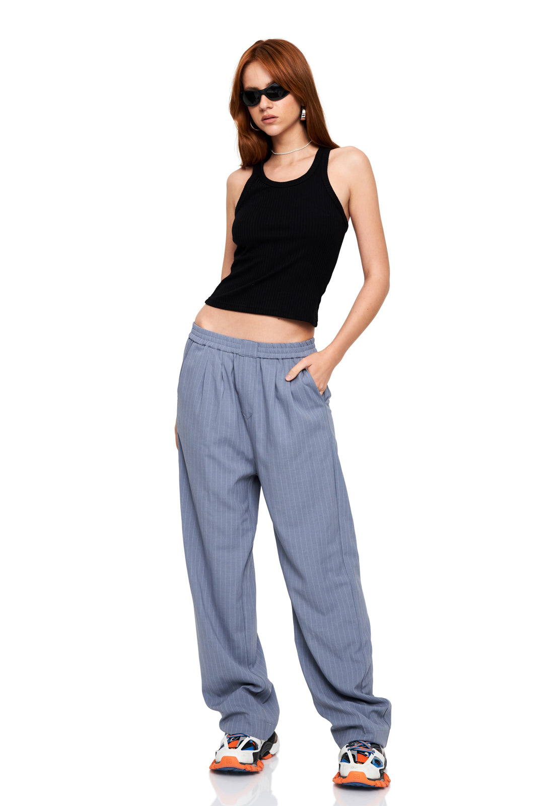 AGYNESS PANT - SLATE PINSTRIPE