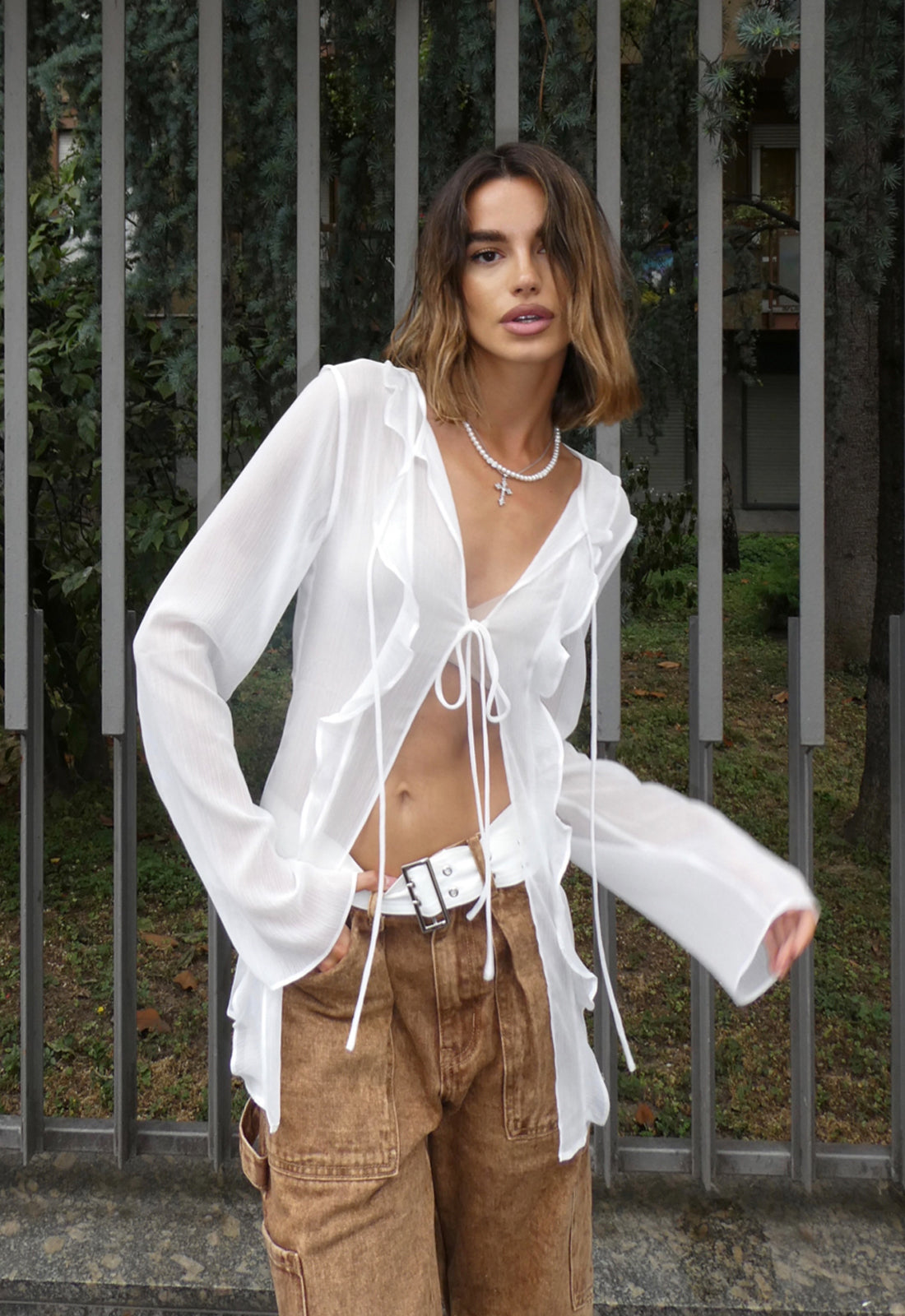 BARELY THERE TIE TOP - PORCELAIN