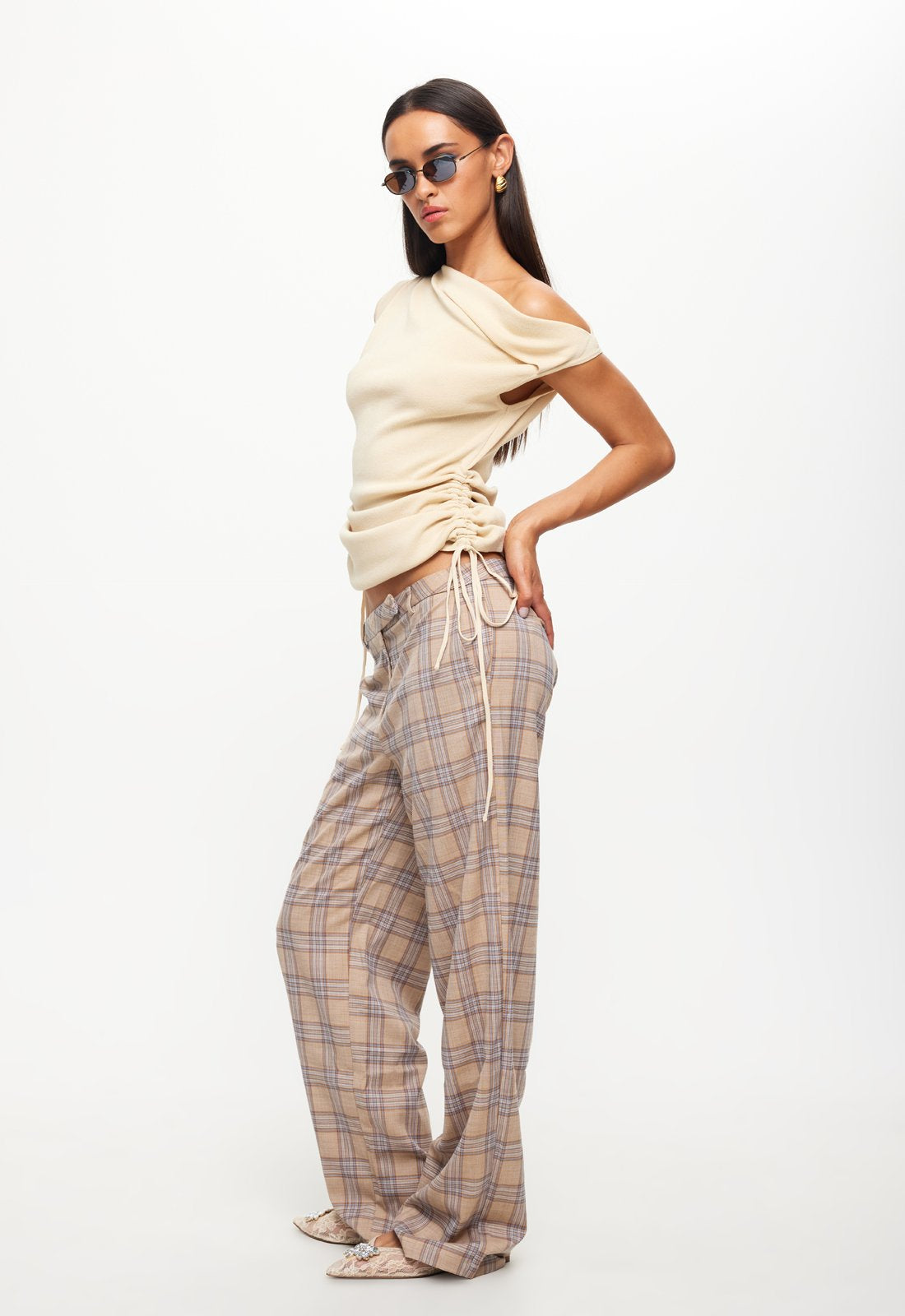 BOND CHECK PANT - CREAM