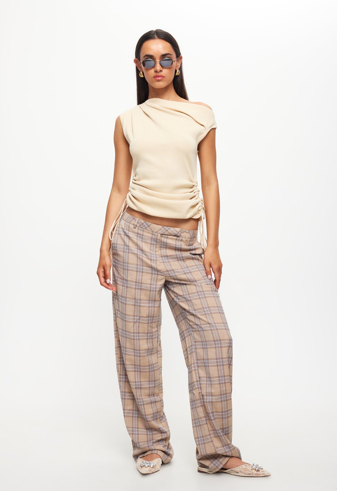 BOND CHECK PANT - CREAM