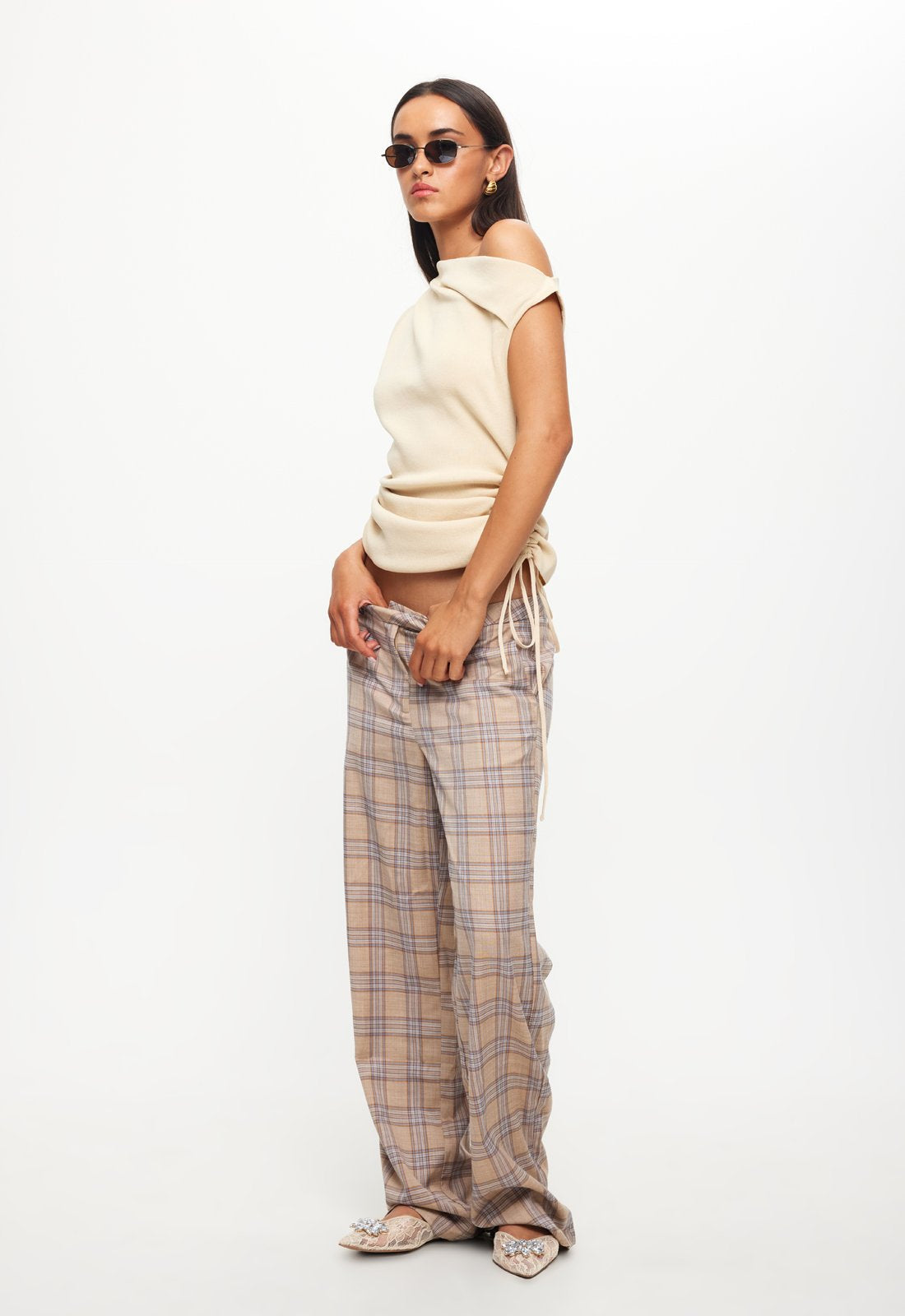 BOND CHECK PANT - CREAM