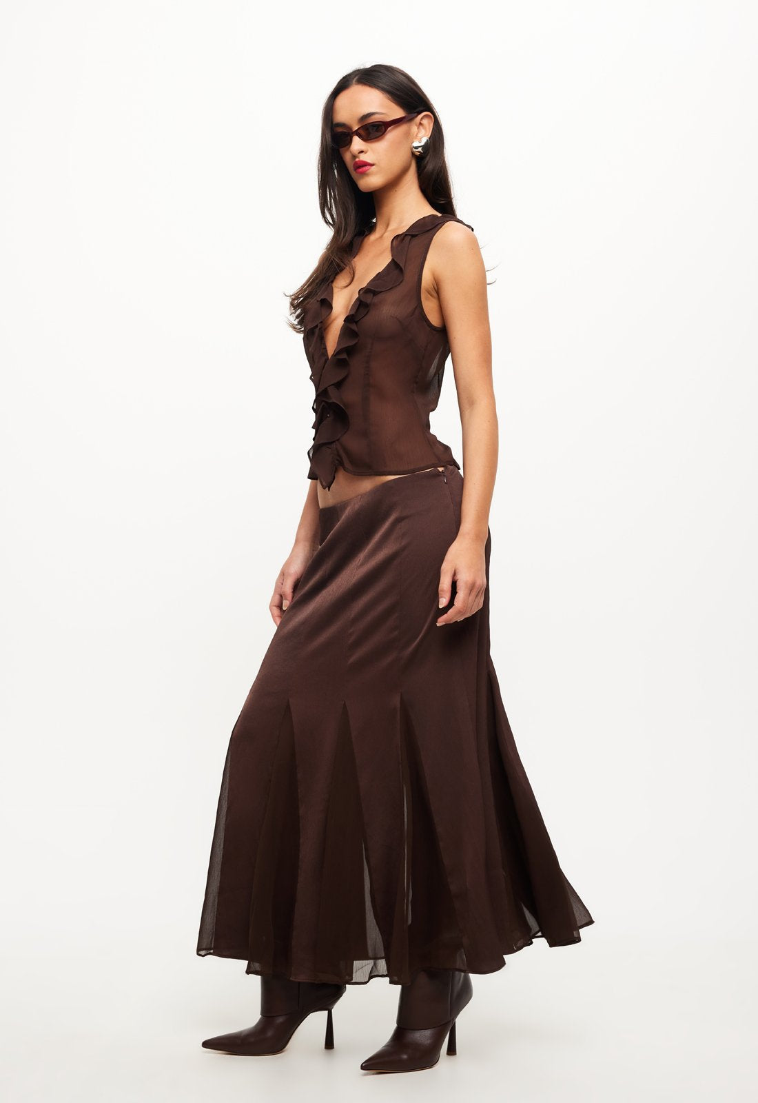 ROSE MAXI SKIRT - CHOCOLATE