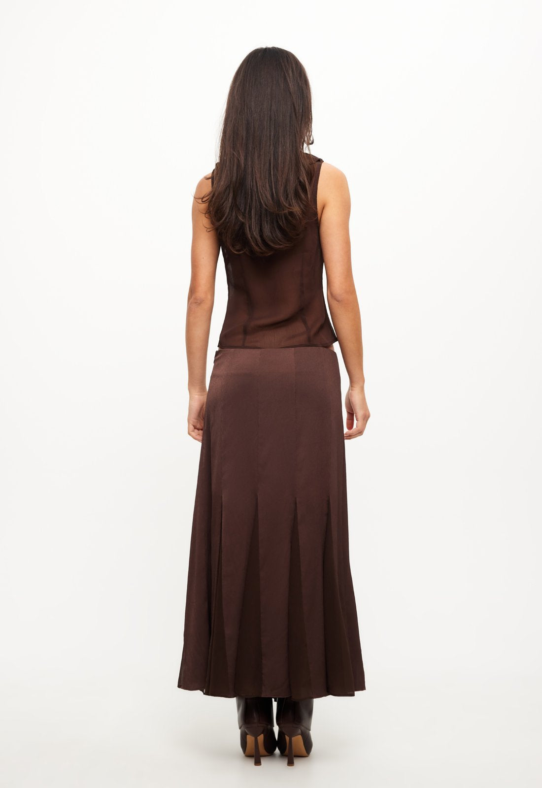 ROSE RUFFLE TOP - CHOCOLATE