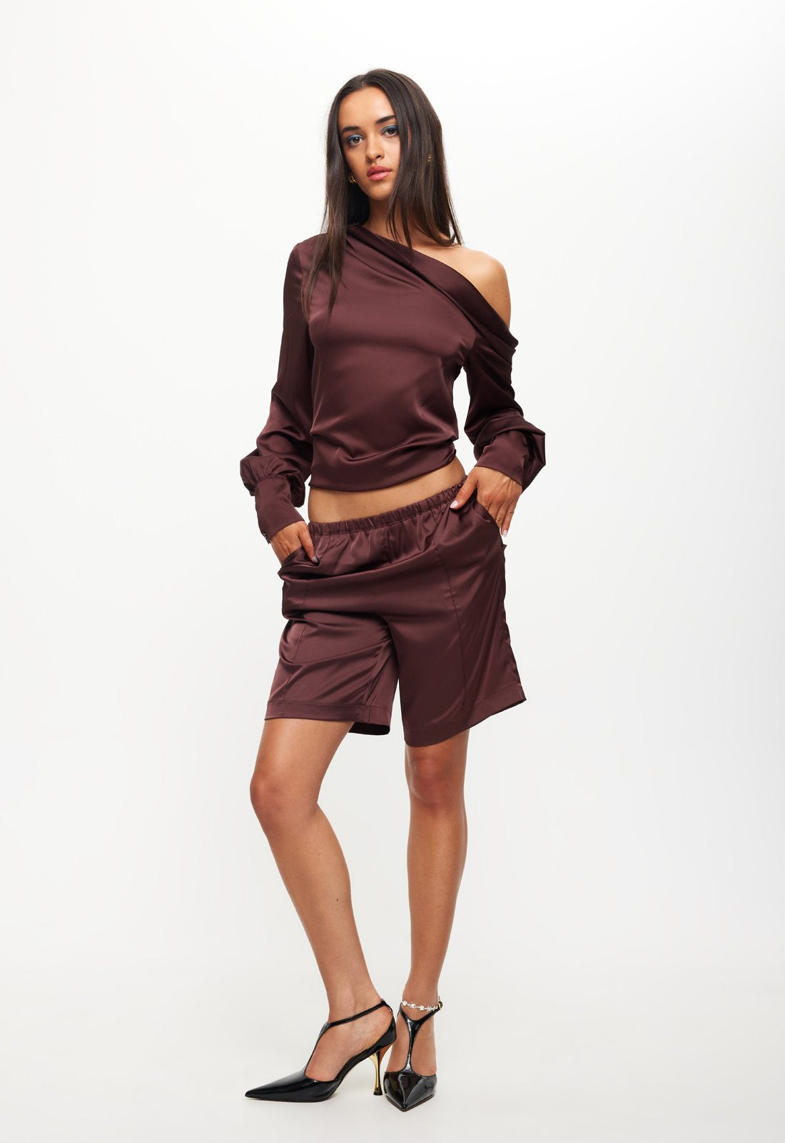 DAYDREAM OFF SHOULDER TOP - GARNET