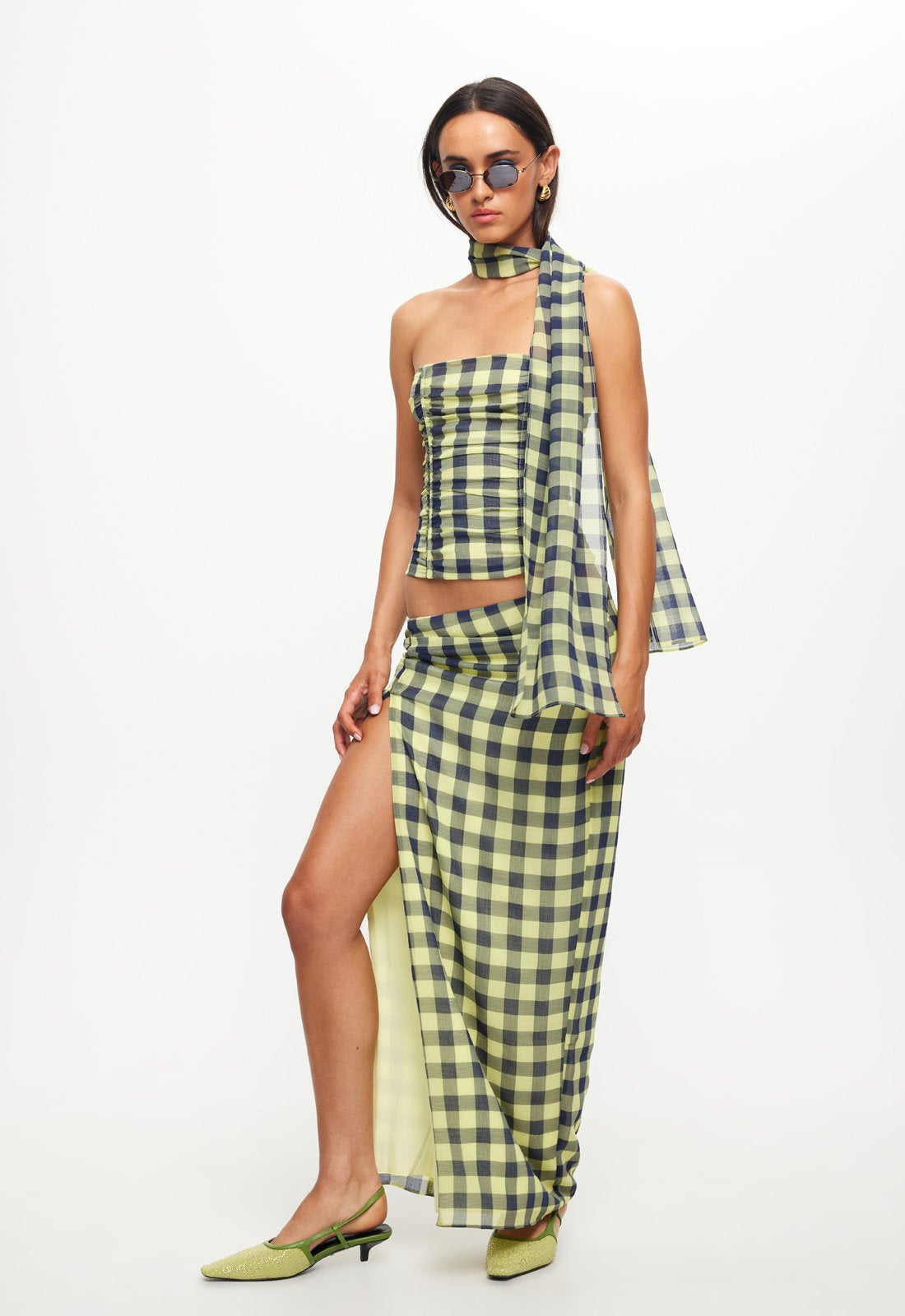 MARIAH MAXI SKIRT - NAVY CHECK