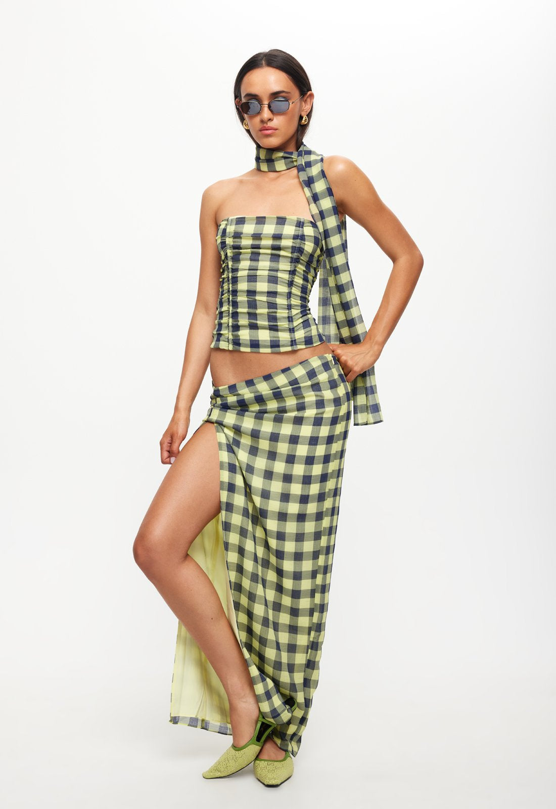 MARIAH MAXI SKIRT - NAVY CHECK