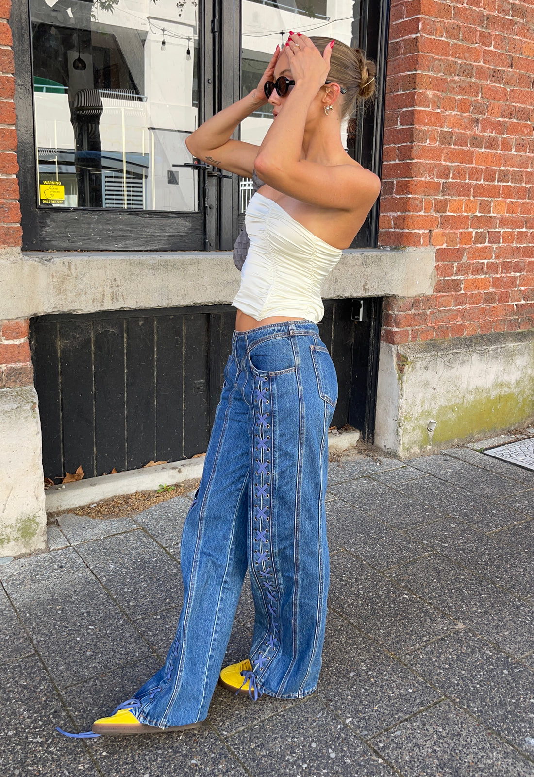 DAYDREAM TIE UP JEANS - BLUE DENIM