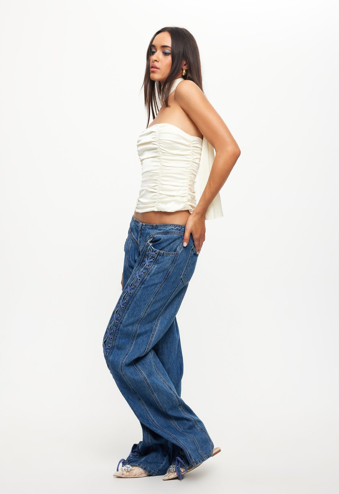 DAYDREAM TIE UP JEANS - BLUE DENIM