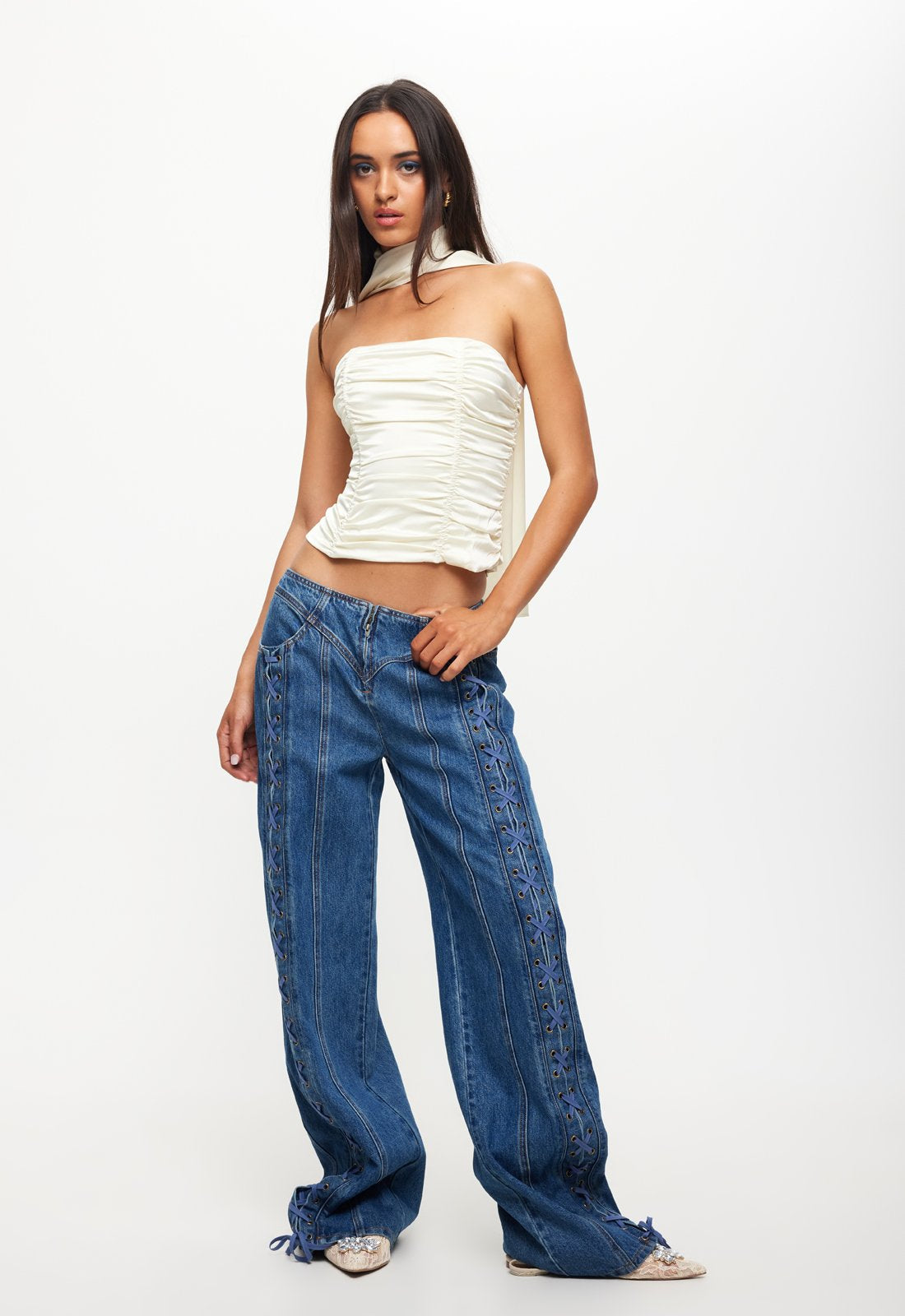 DAYDREAM TIE UP JEANS - BLUE DENIM