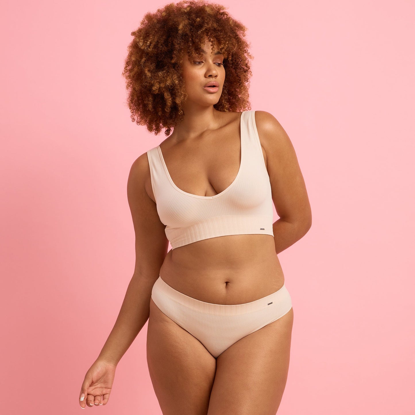 Taupe Ribbed Seamfree Brazilian