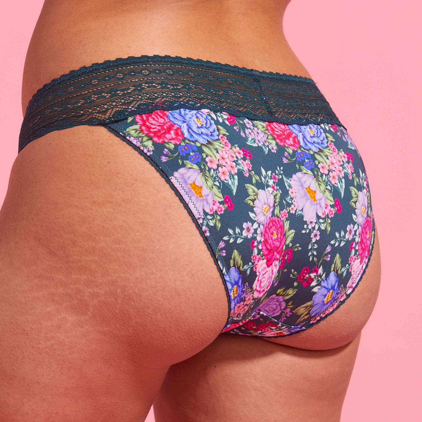 Emerald Green Floral Microfibre & Lace Bikini Set