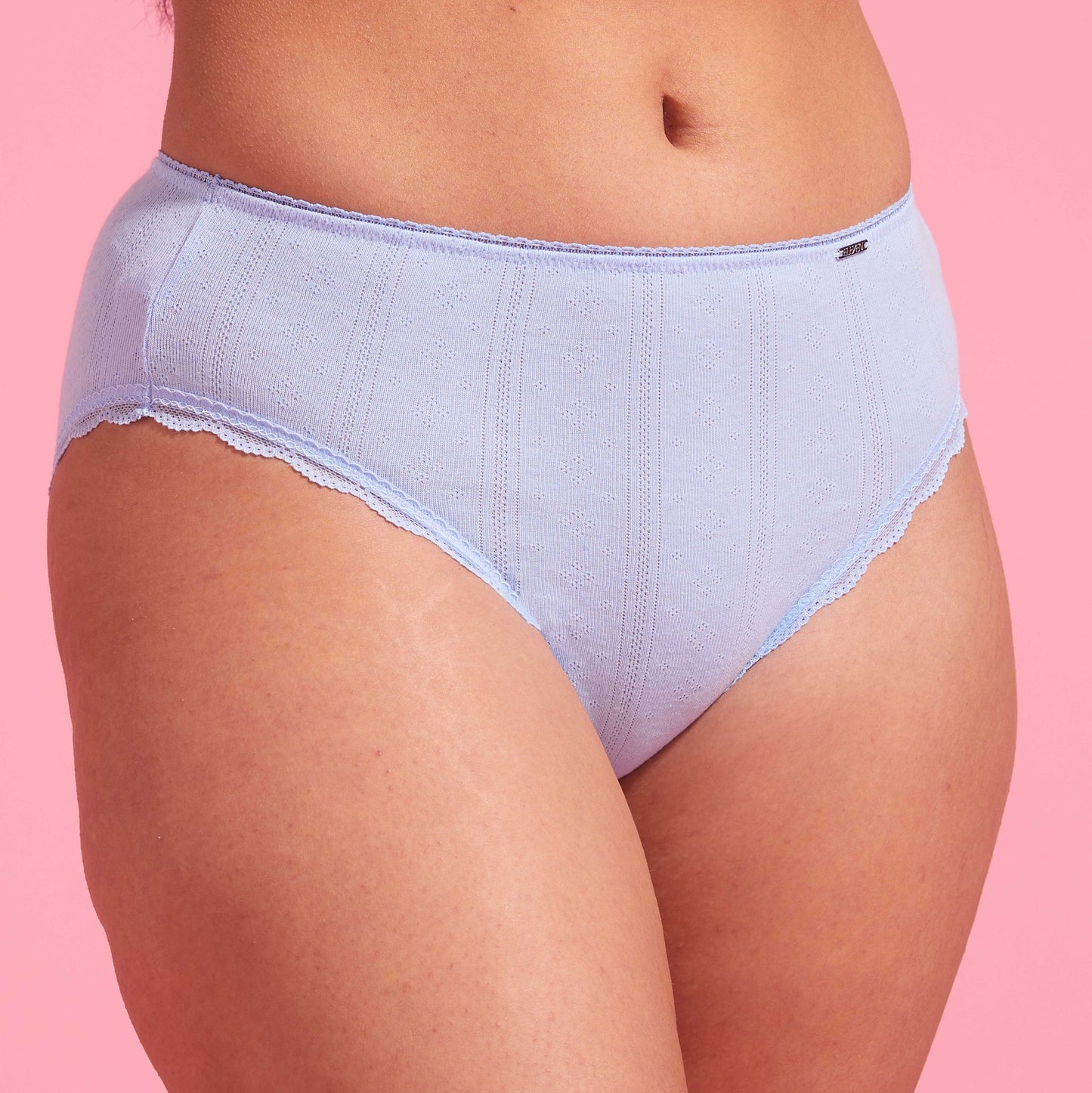 Charlotte Bell Blue Cotton Pointelle High Leg Bikini