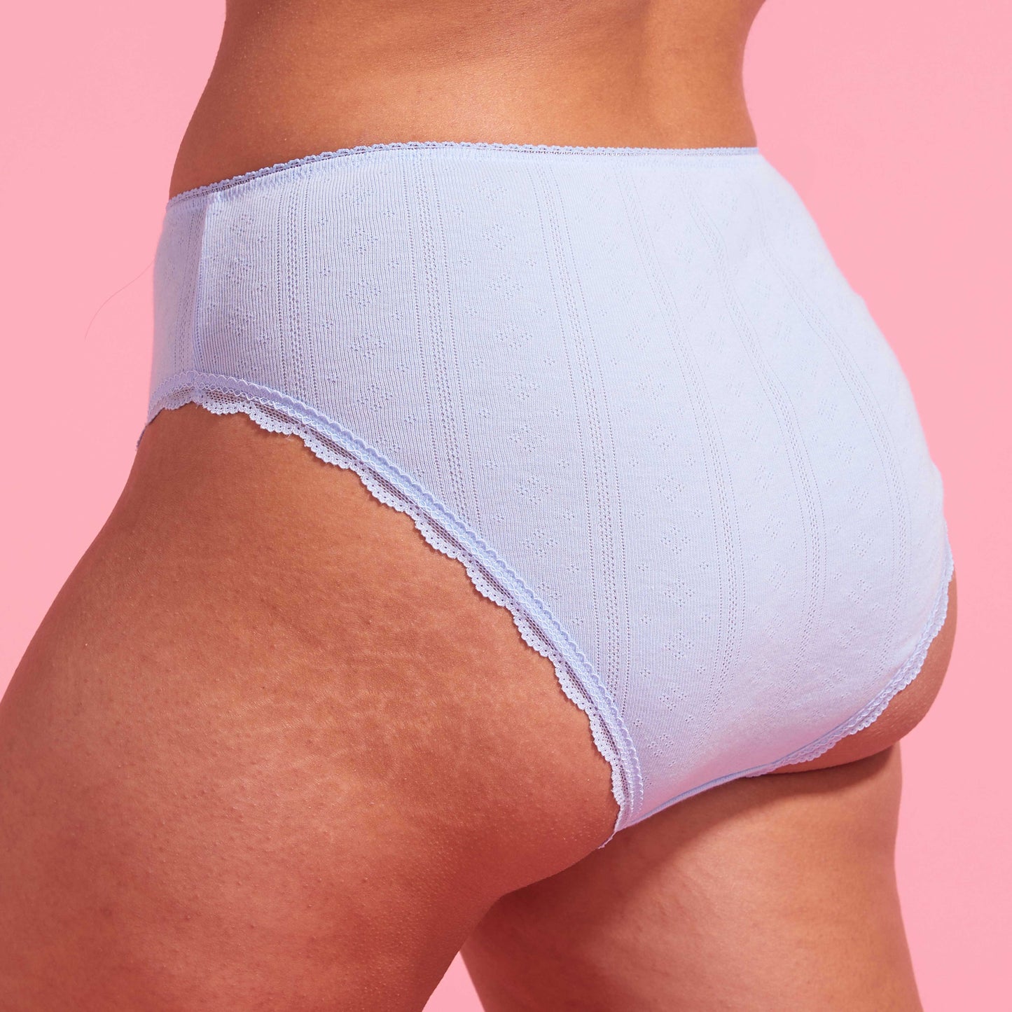Charlotte Bell Blue Cotton Pointelle High Leg Bikini