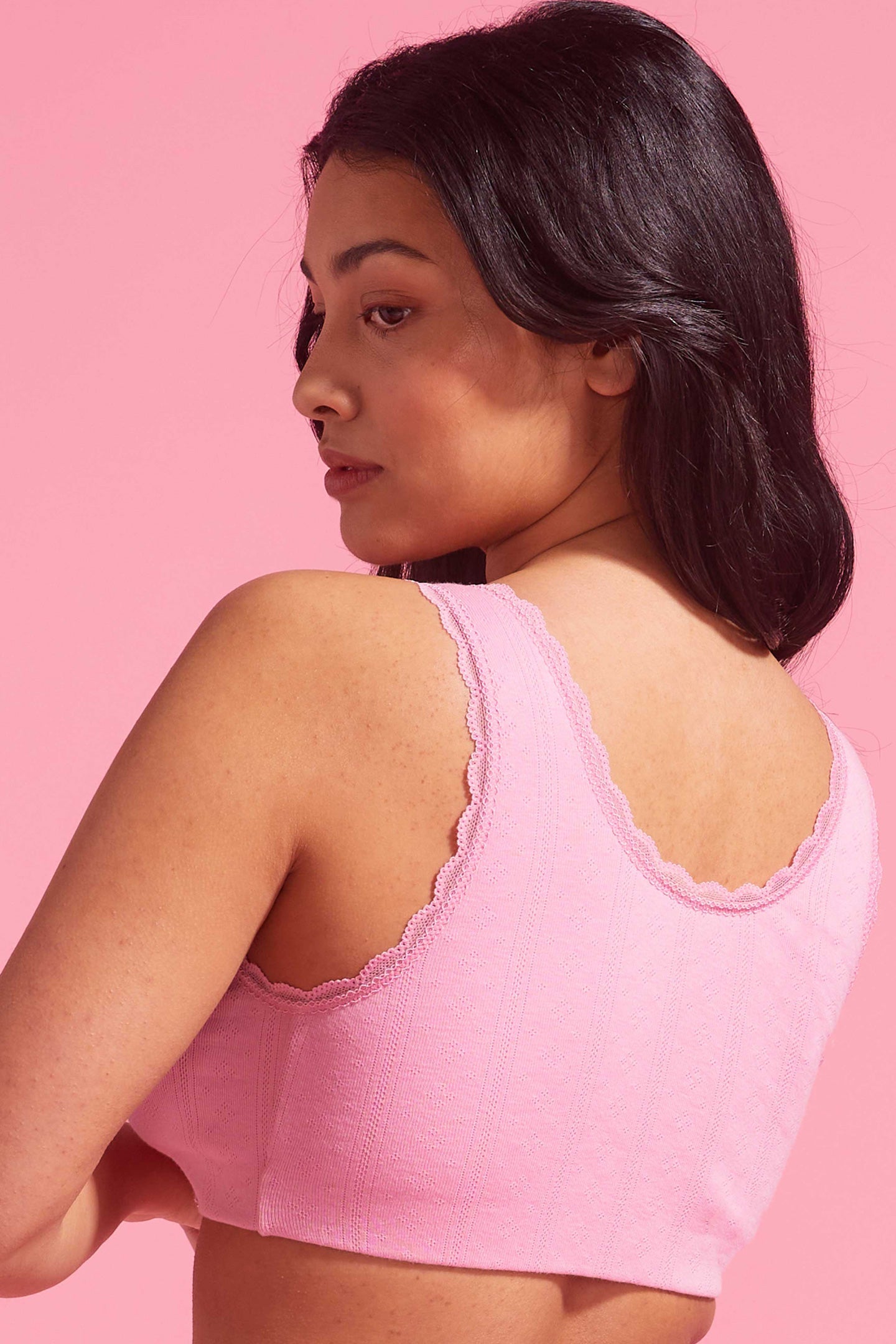 Charlotte Orchid Smoke Cotton Pointelle Crop Top