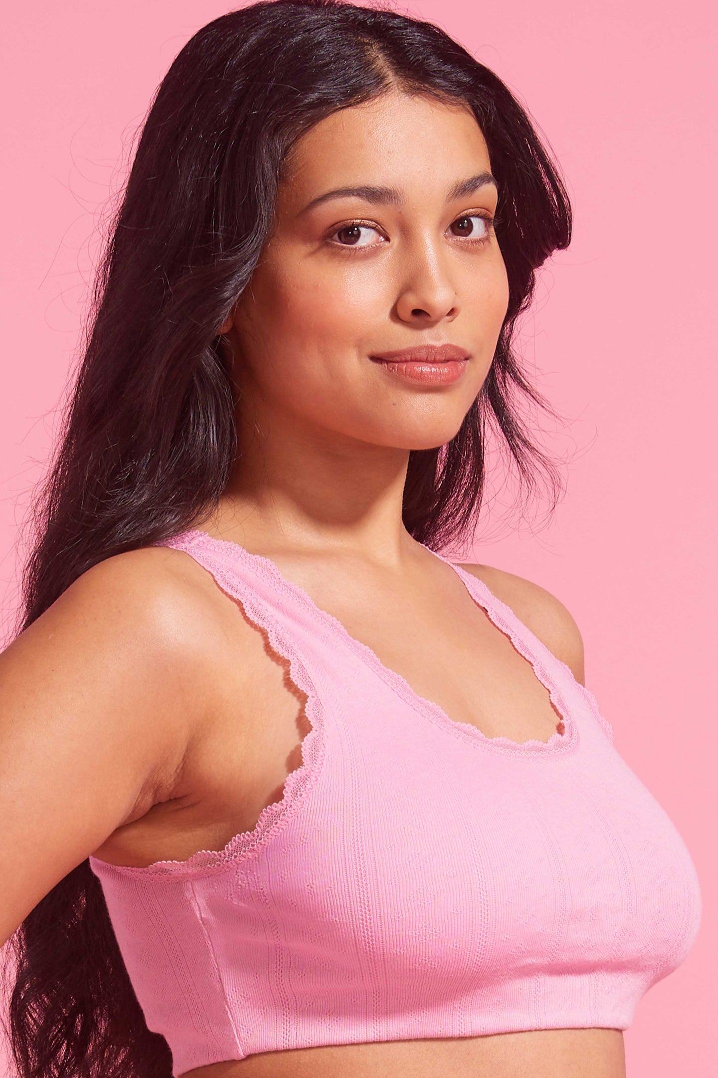 Charlotte Orchid Smoke Cotton Pointelle Crop Top