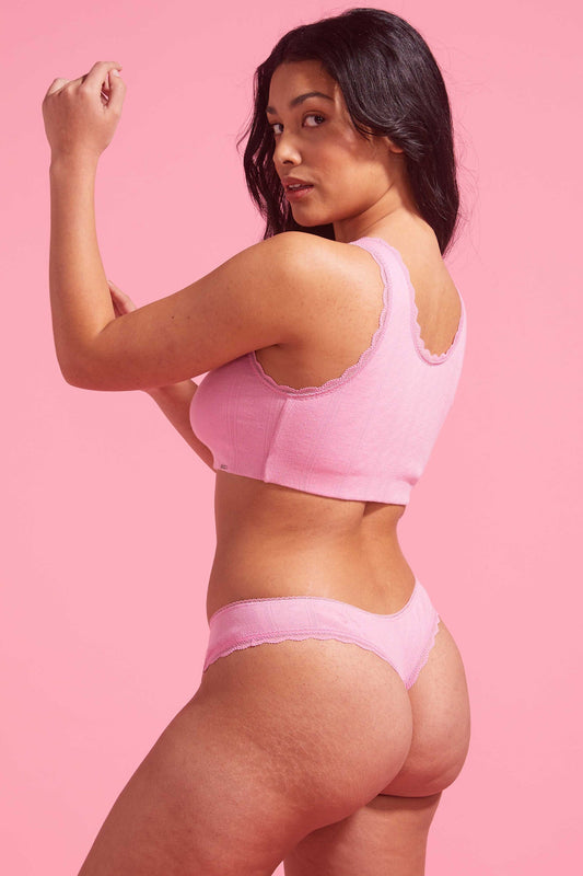 Charlotte Orchid Smoke Cotton Pointelle G-string Set