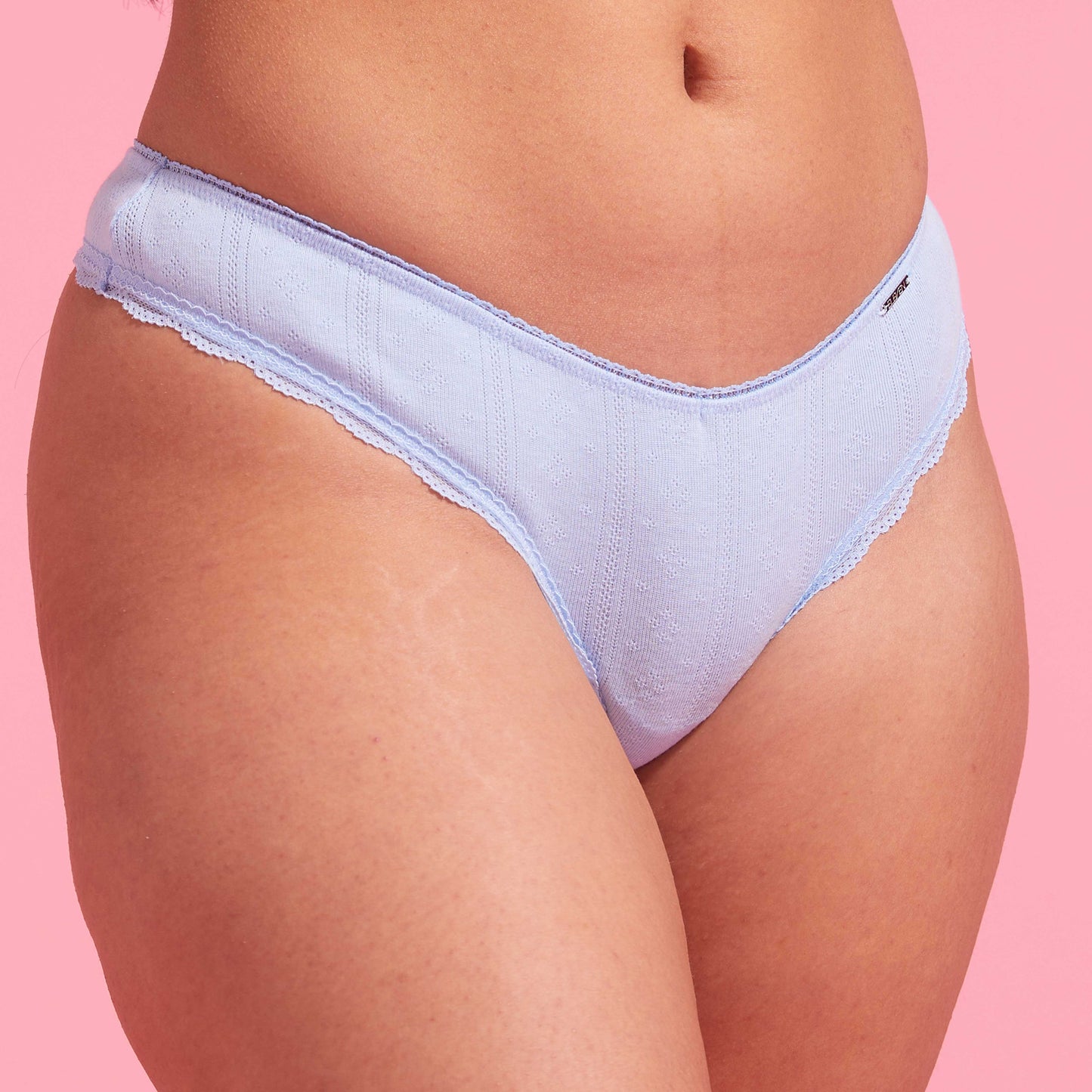 Charlotte Bell Blue Cotton Pointelle G-string