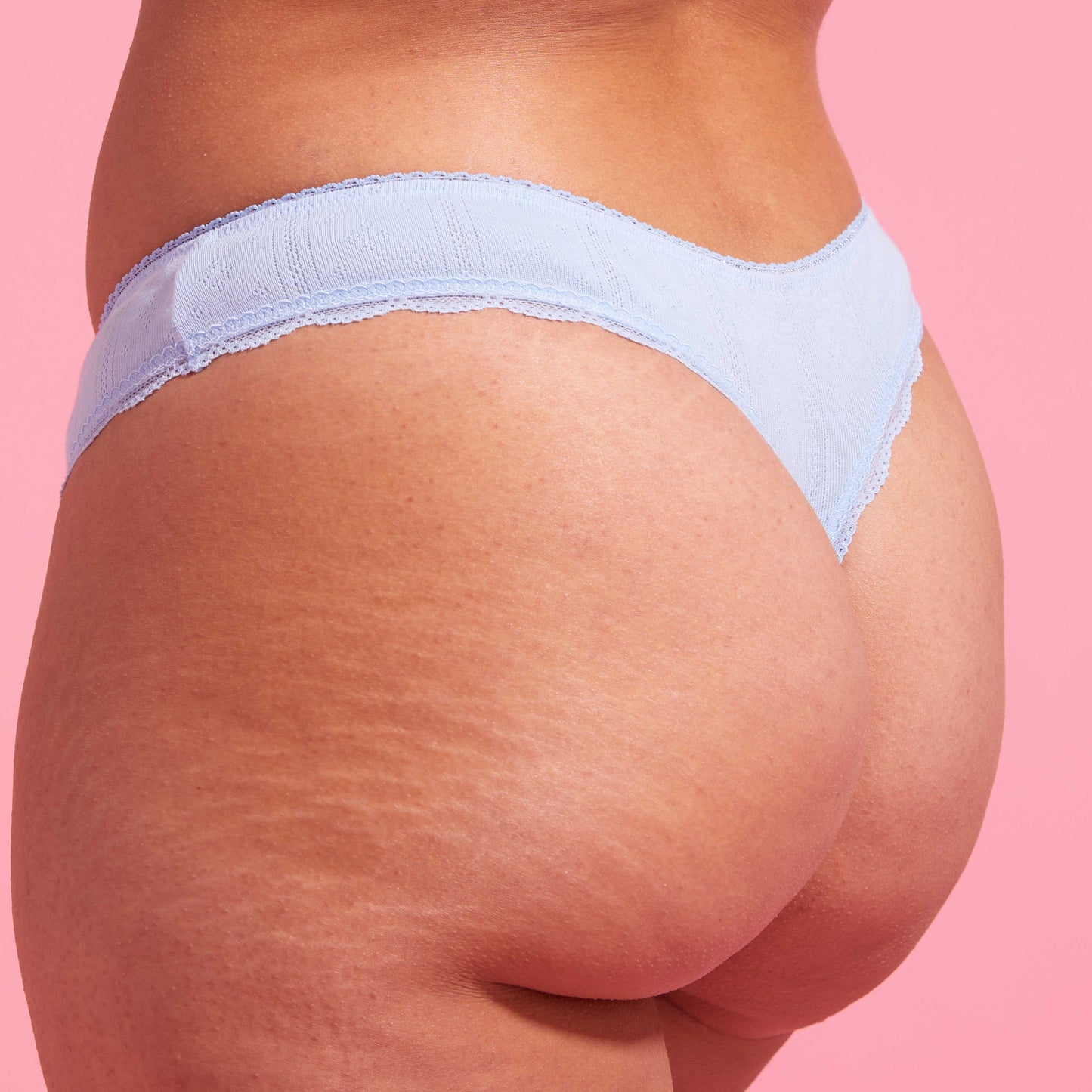 Charlotte Bell Blue Cotton Pointelle G-string