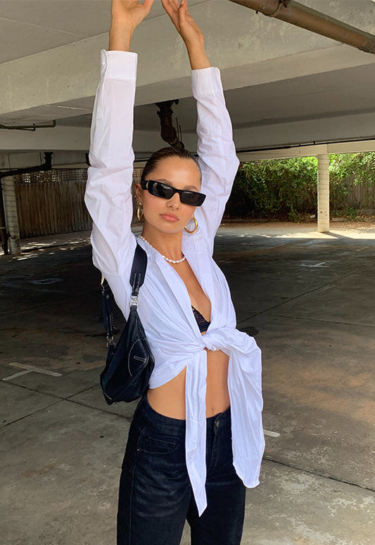 All Or Nothing Tie Up Top - WHITE
