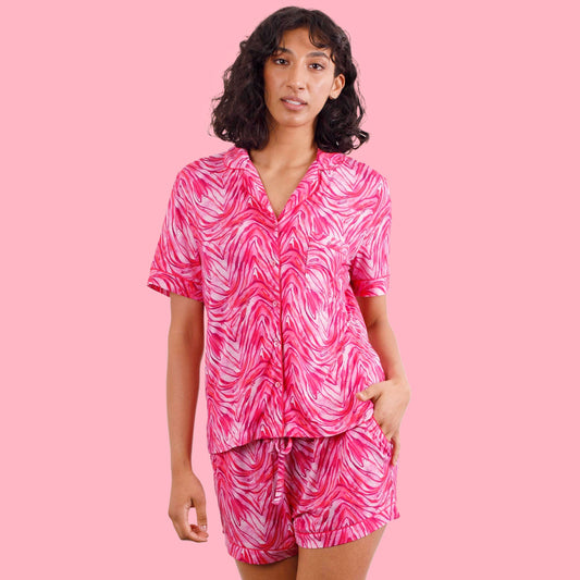 Pink Zebra Short Sleeve Pyjama Set