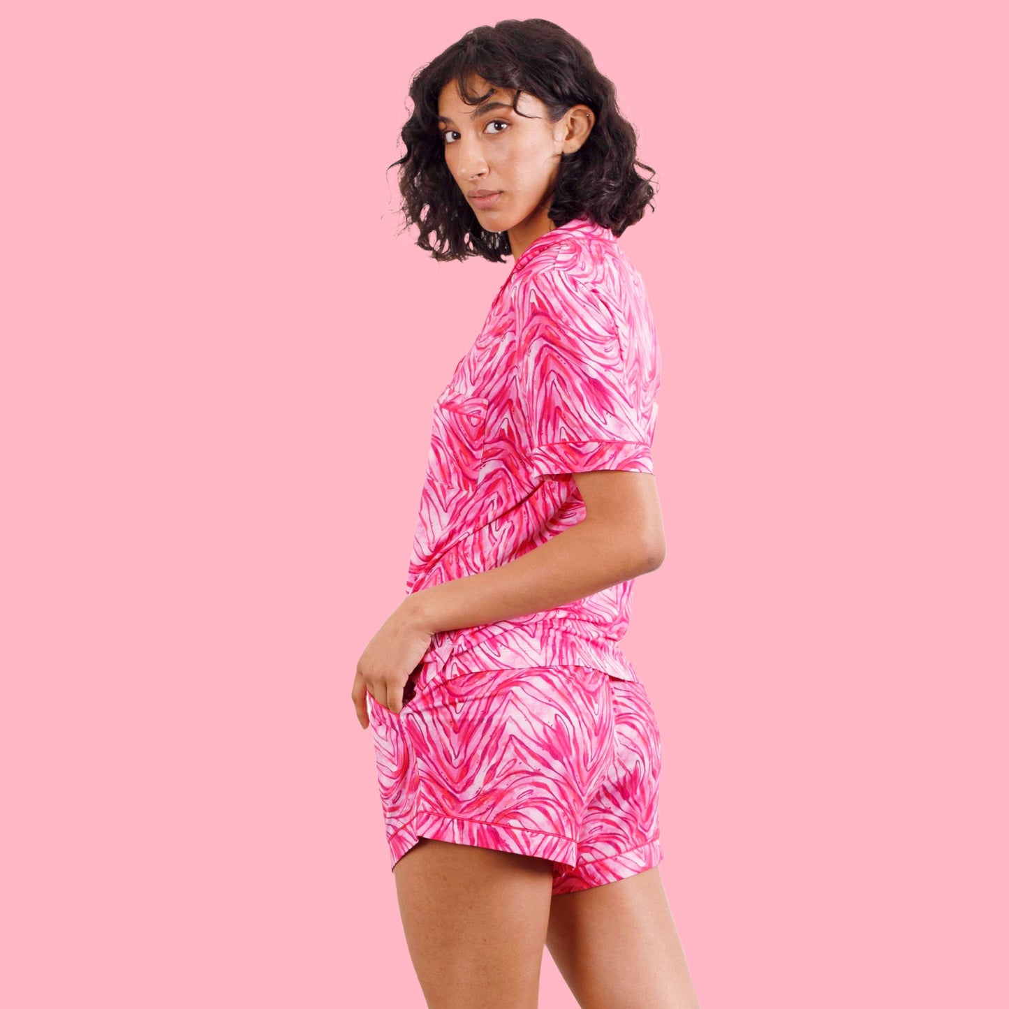 Pink Zebra Short Sleeve Pyjama Set