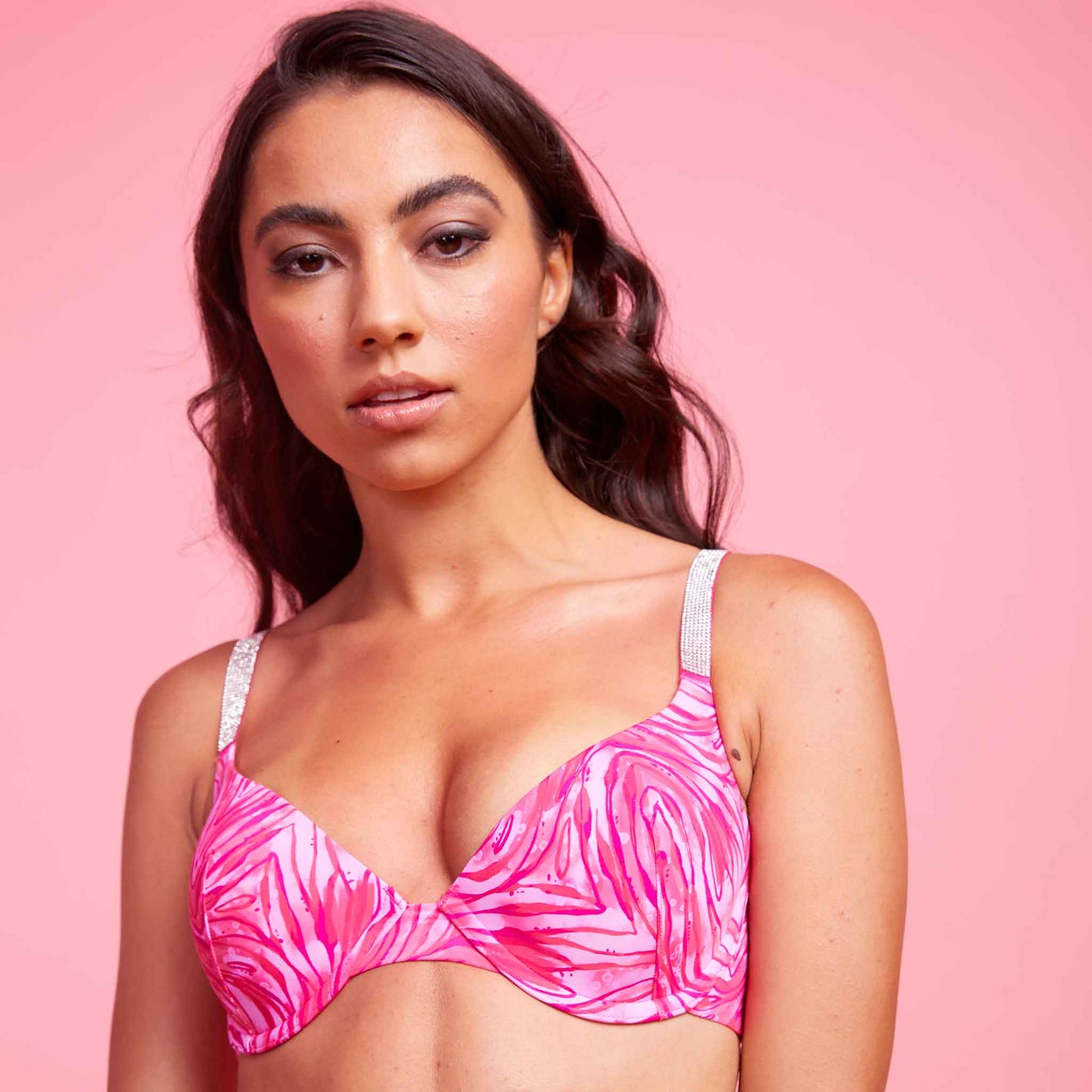 Vixen Pink Zebra Microfibre Demi Cup Bra
