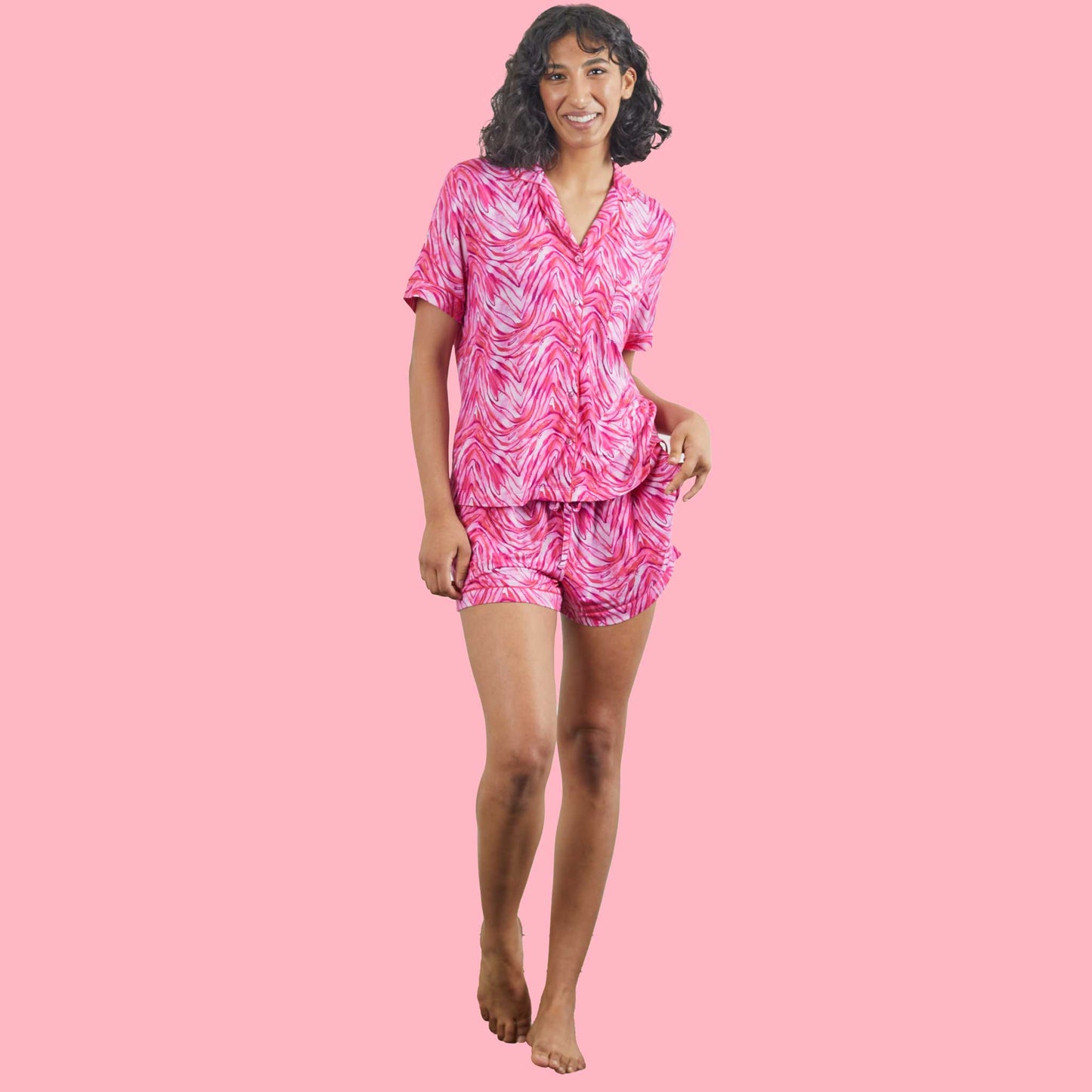 Pink Zebra Short Sleeve Pyjama Set