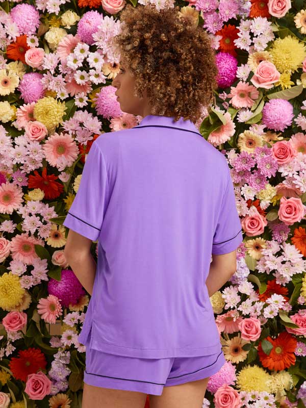 Purple Hebe Short Sleeve Pyjama Set