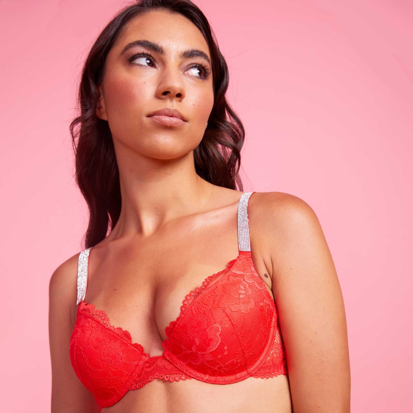 Vixen Red Lace Demi Cup Bra