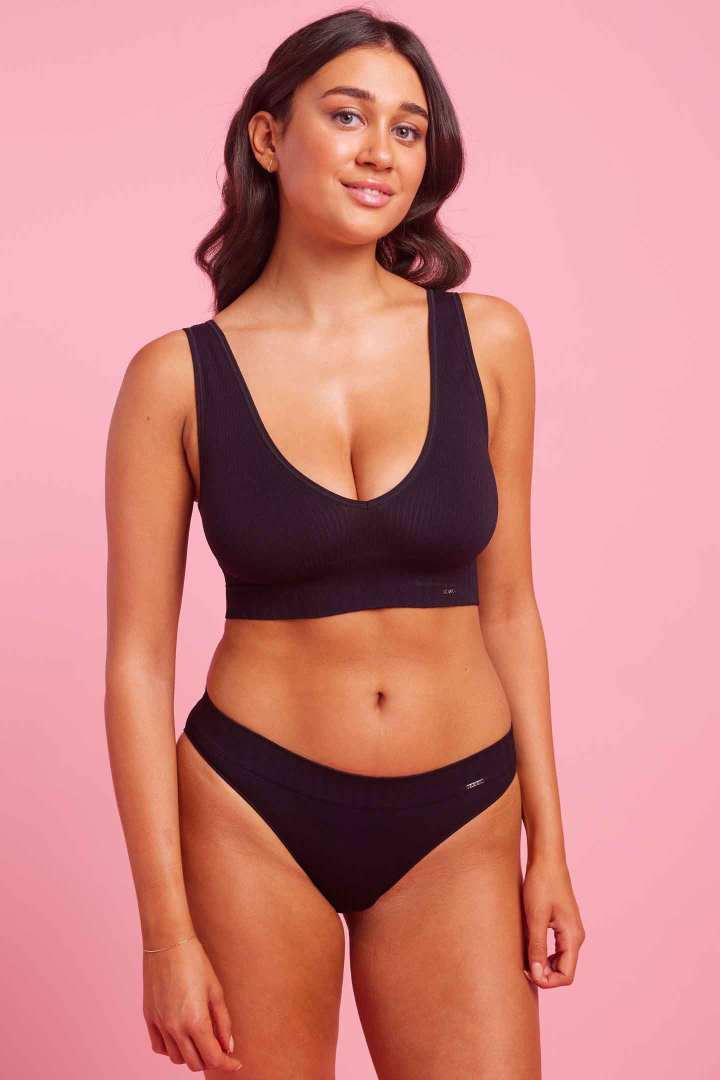 Black Ribbed Seamfree Bikini