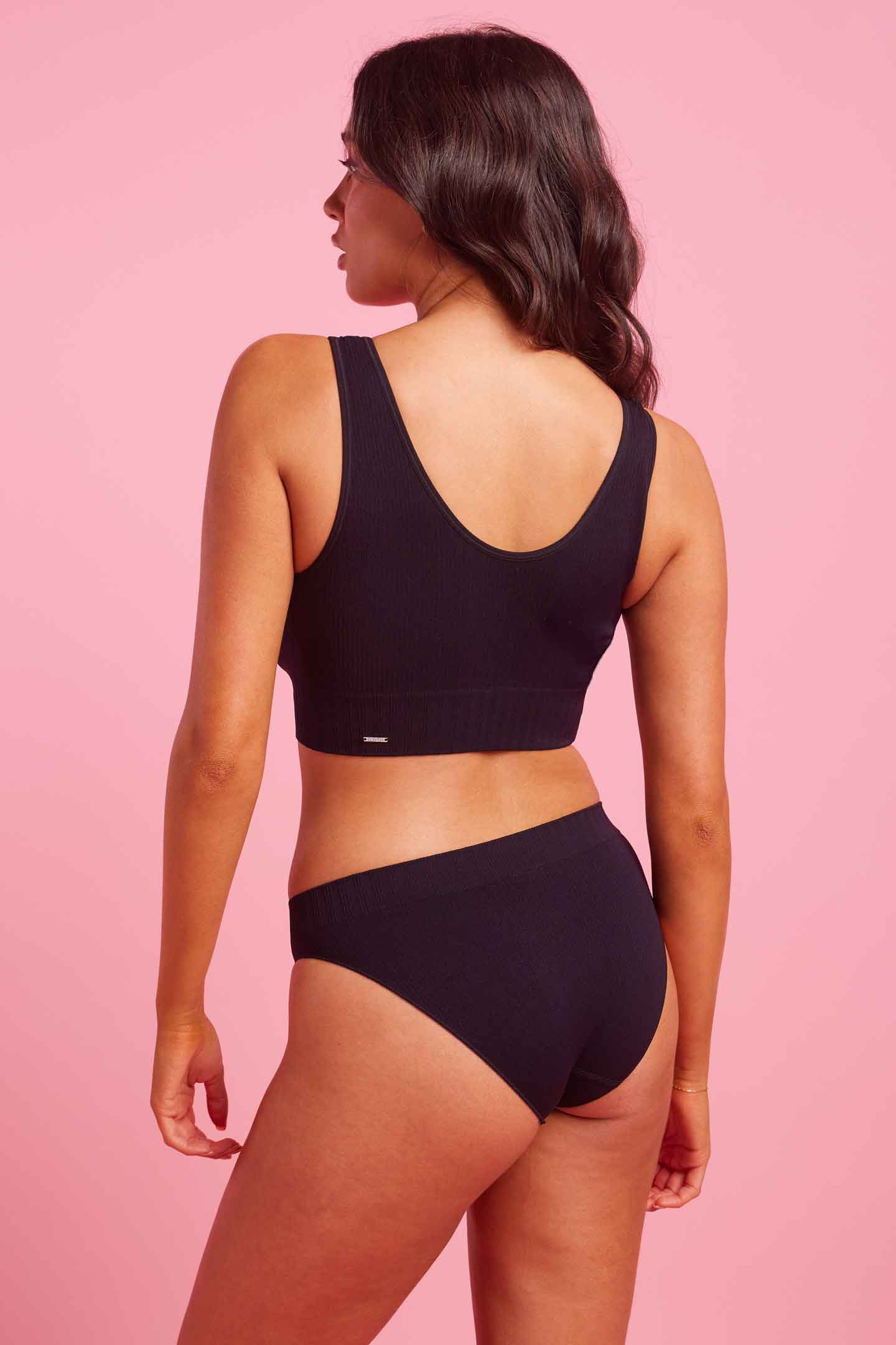 Black Ribbed Seamfree Bikini Set