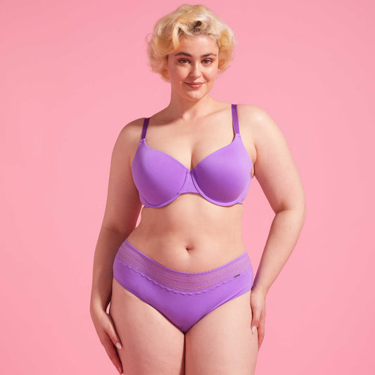 Purple Hebe Recycled & Lace Boyleg Set