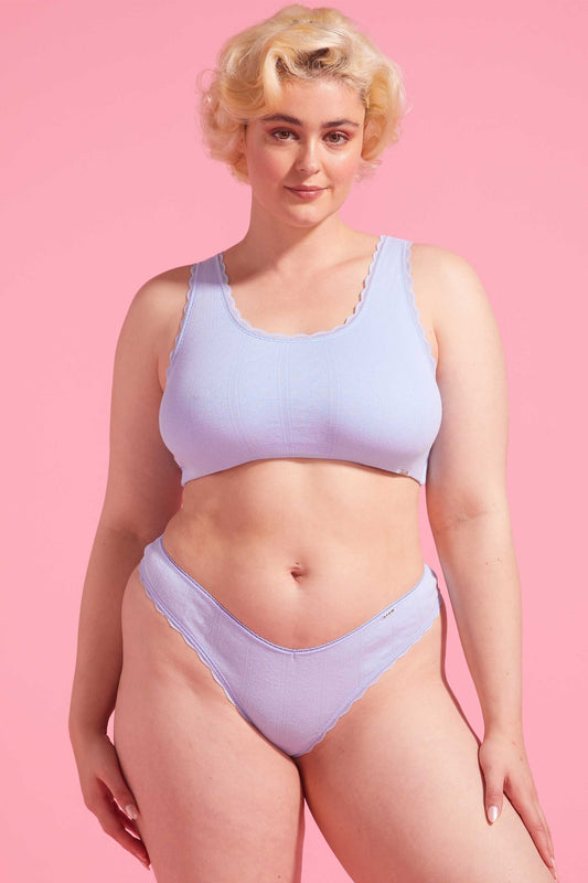 Charlotte Bell Blue Cotton Pointelle G-string