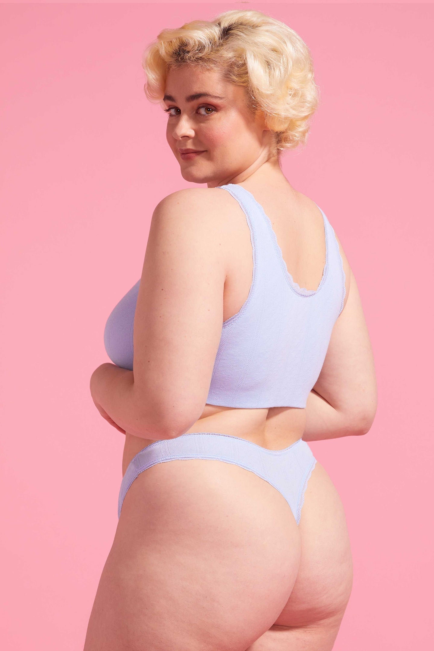 Charlotte Bell Blue Cotton Pointelle G-string Set