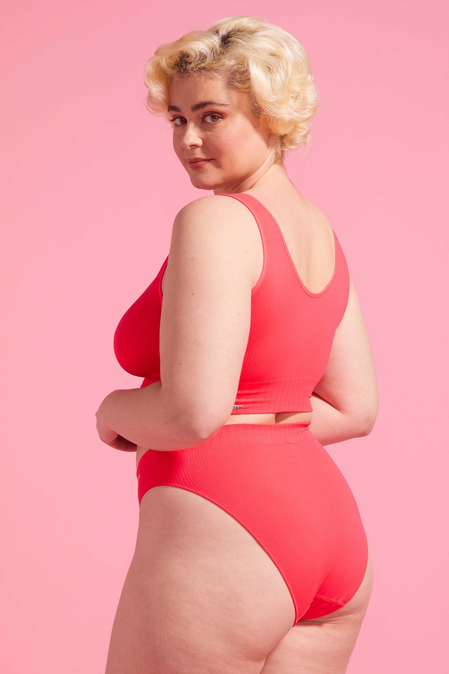 Coral Seamfree High Waist  Bikini Set