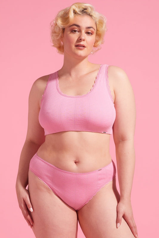 Charlotte Orchid Smoke Cotton Pointelle High Leg Bikini Set