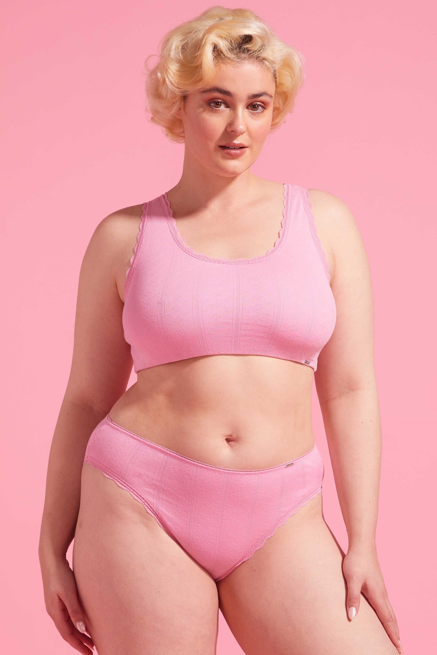 Charlotte Orchid Smoke Cotton Pointelle High Leg Bikini