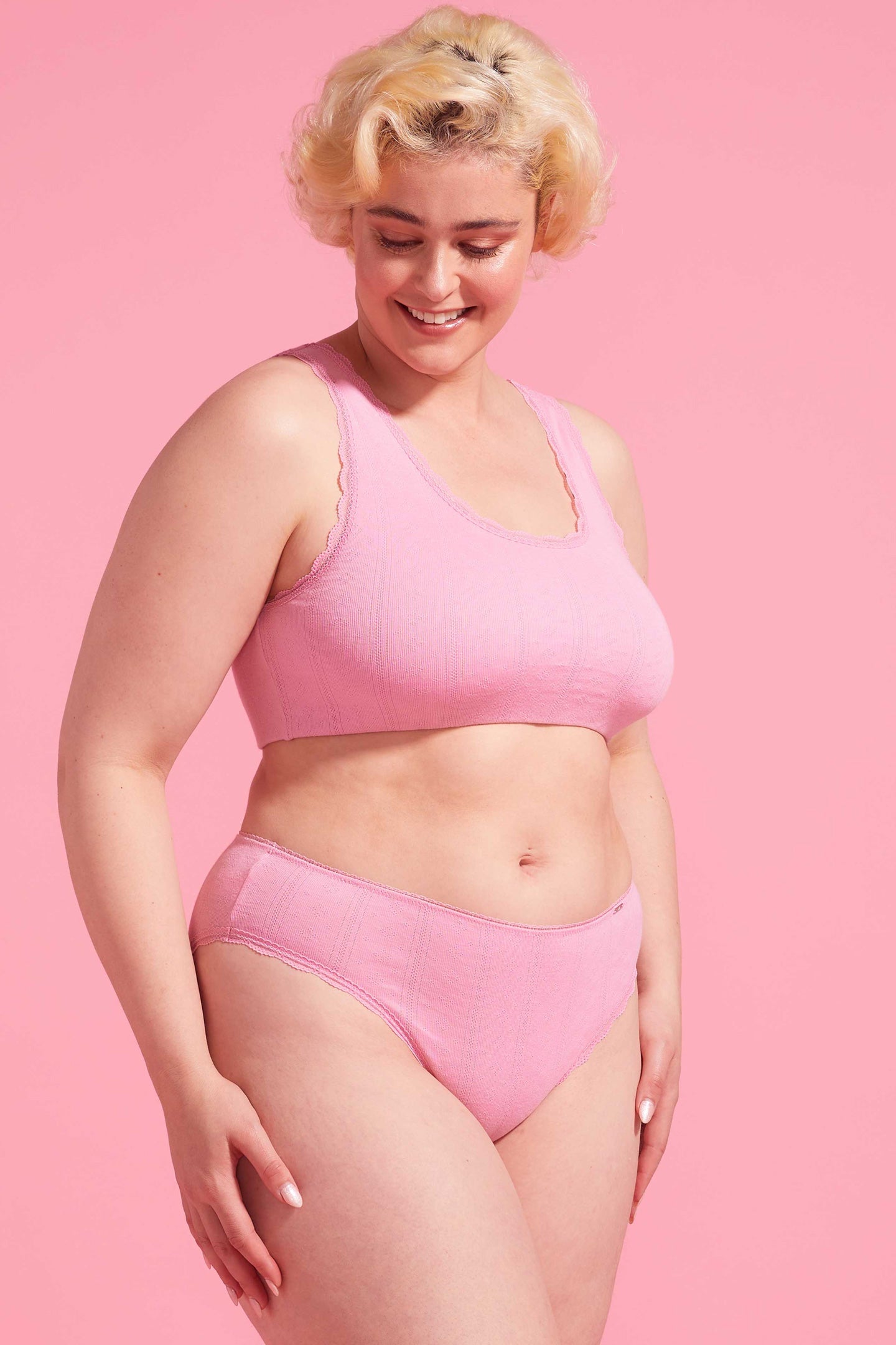 Charlotte Orchid Smoke Cotton Pointelle High Leg Bikini Set