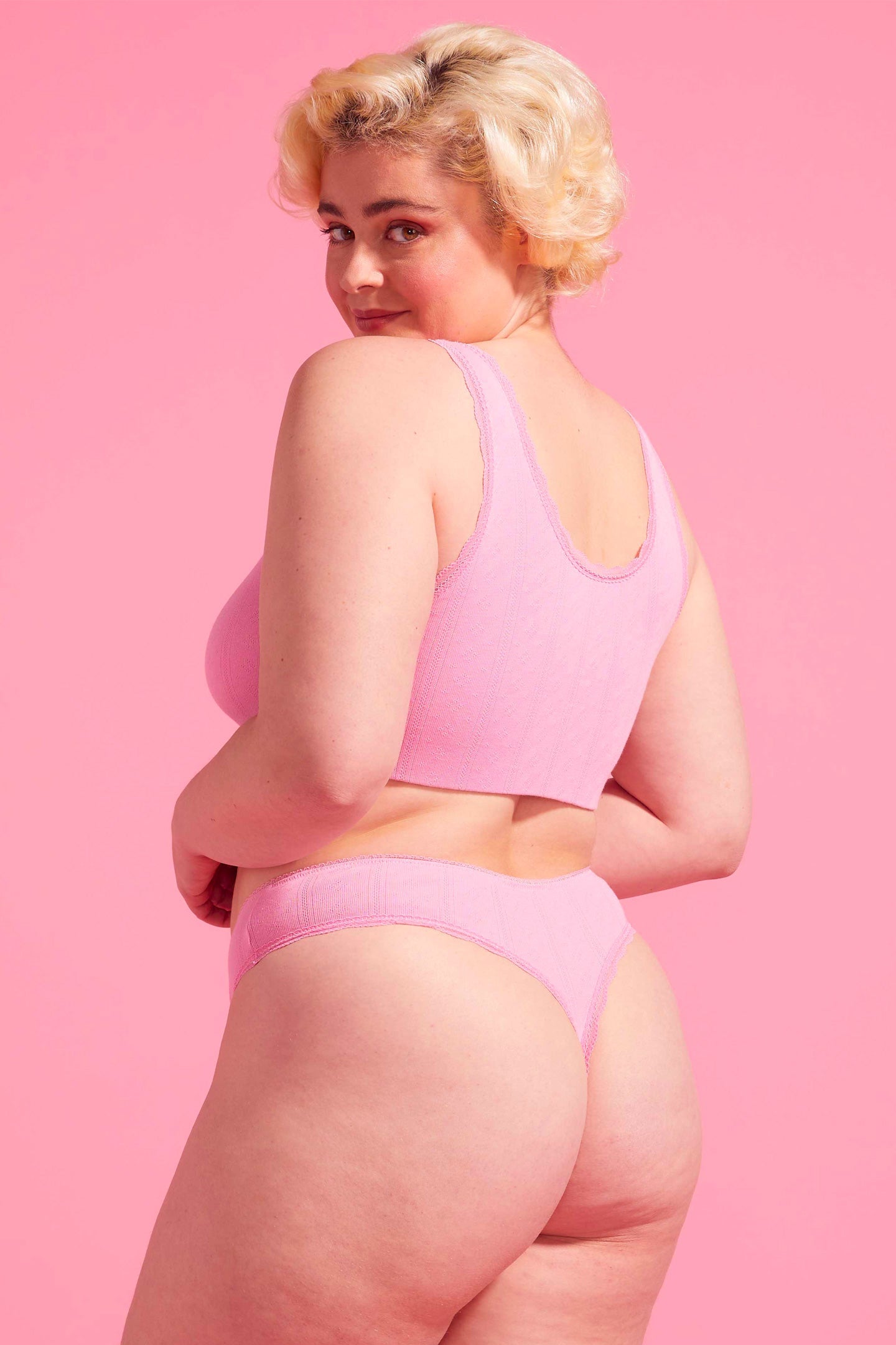 Charlotte Orchid Smoke Cotton Pointelle High Waist G-string