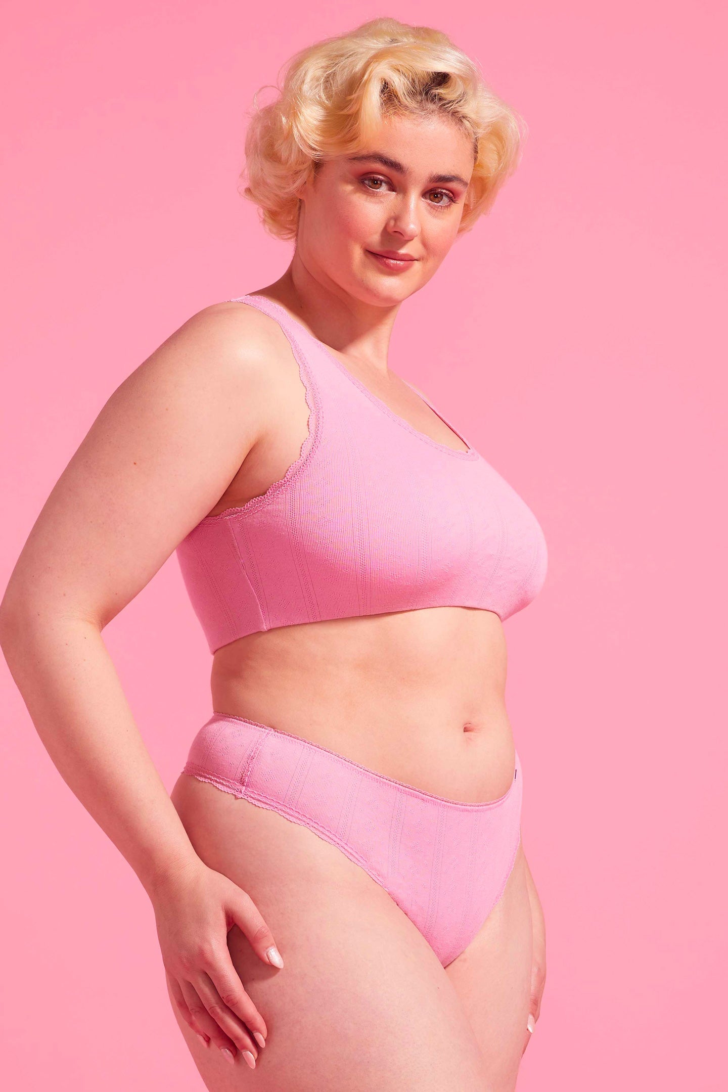 Charlotte Orchid Smoke Cotton Pointelle High Waist G-string