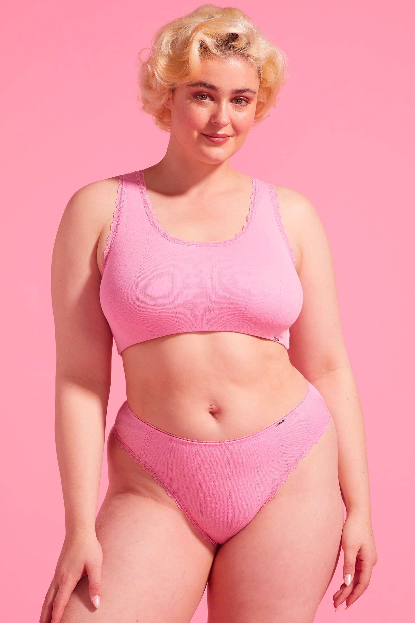Charlotte Orchid Smoke Cotton Pointelle High Waist G-string