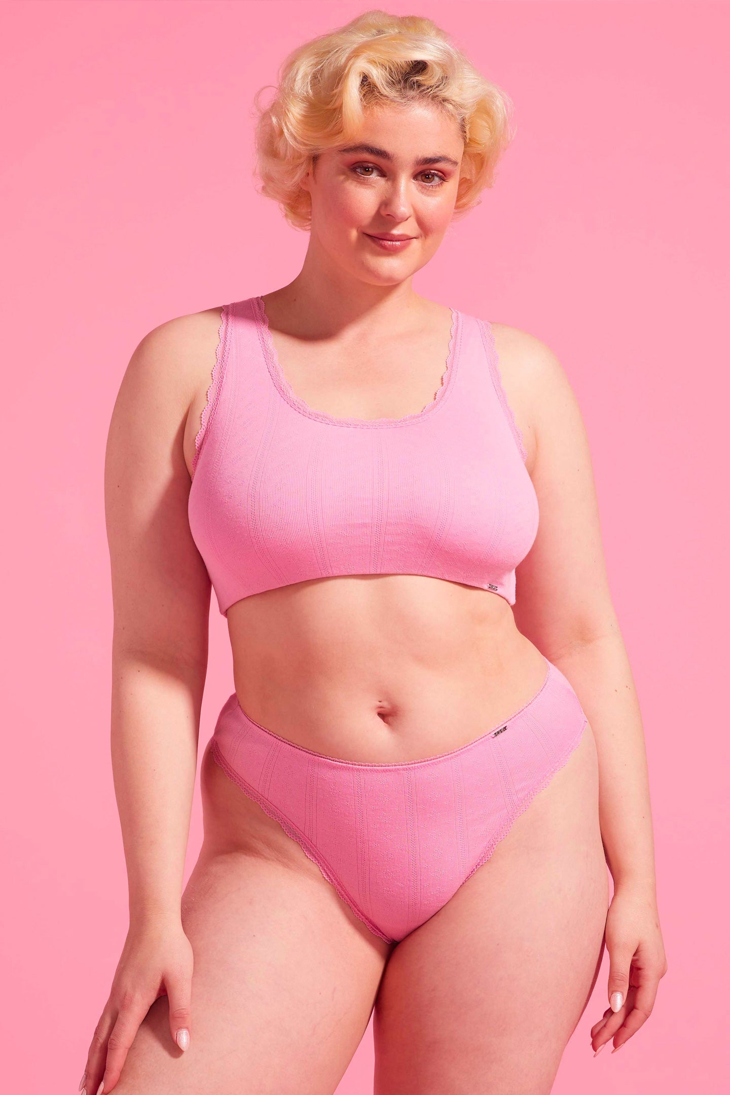 Charlotte Orchid Smoke Cotton Pointelle High Waist G-string Set
