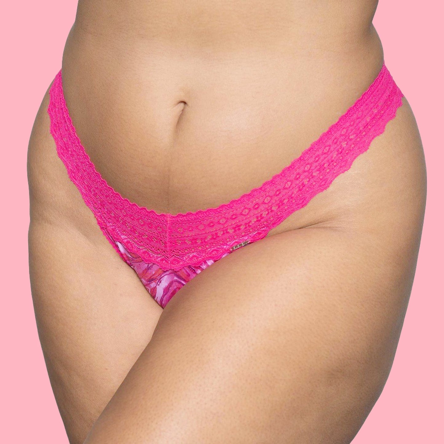 Luxe Pink Zebra Microfibre & Lace G-string